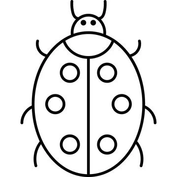 Ladybug Beetle Outline Icon Vector Stock Illustration