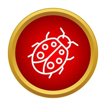 Ladybug beetle symbol in gold framed red circle Stock Illustration