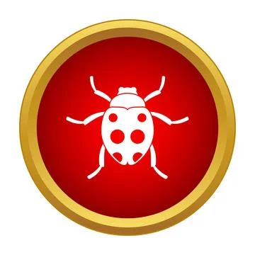 Ladybug beetle symbol in red circle icon Stock Illustration