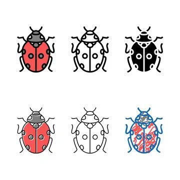 Ladybug bug color icon vector set Stock Illustration