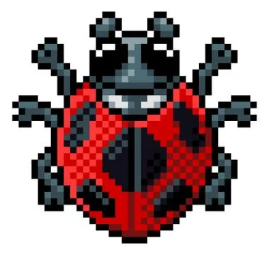 Ladybug Bug Insect Pixel Art Game Cartoon Icon Illustrazione stock