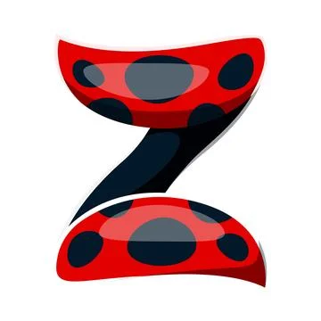 Ladybug bug wings font typeset cartoon letter Z Stock Illustration