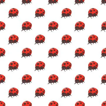 Ladybug cartoon beetle seamless repeating pattern background Stock Illustration