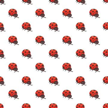 Ladybug cartoon insect seamless spring pattern background Illustrazione stock