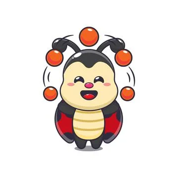 Ladybug circus attraction with balls Stock Illustration