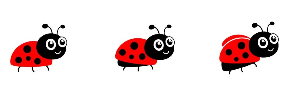 Ladybug cute character set. Stock Illustration
