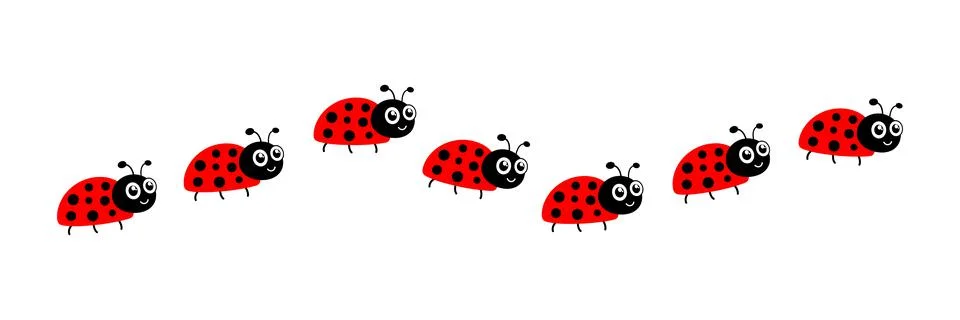 Ladybug cute character set. Stock Illustration