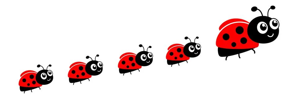 Ladybug cute character set. Stock Illustration