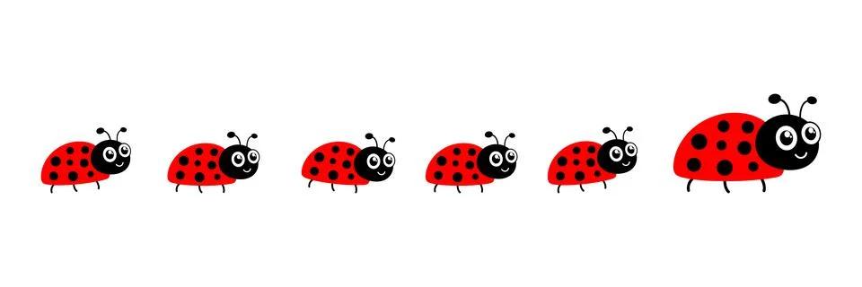 Ladybug cute character set. Stock Illustration