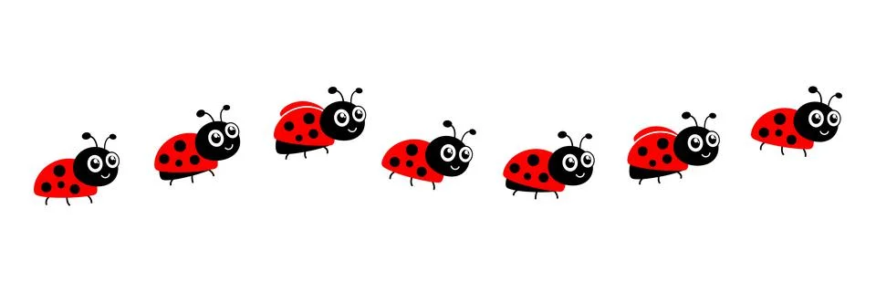 Ladybug cute character set. Stock Illustration