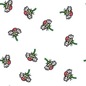 Ladybug flower spring vector seamless pattern Stockillustratie