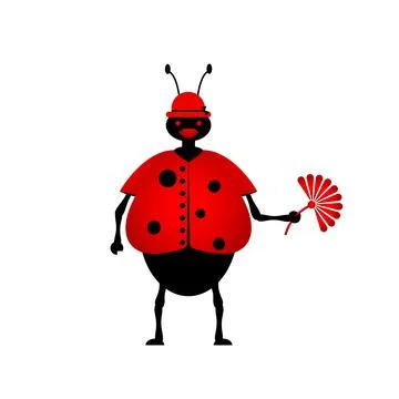 Ladybug with flower.Illustration. Stock Illustration
