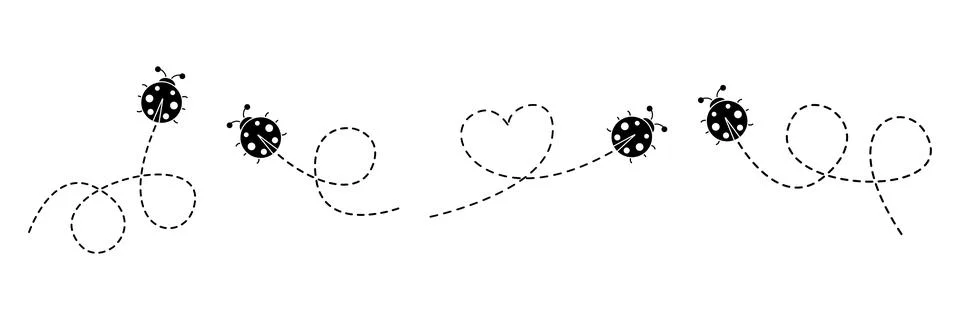 Ladybug fly set. Stock Illustration