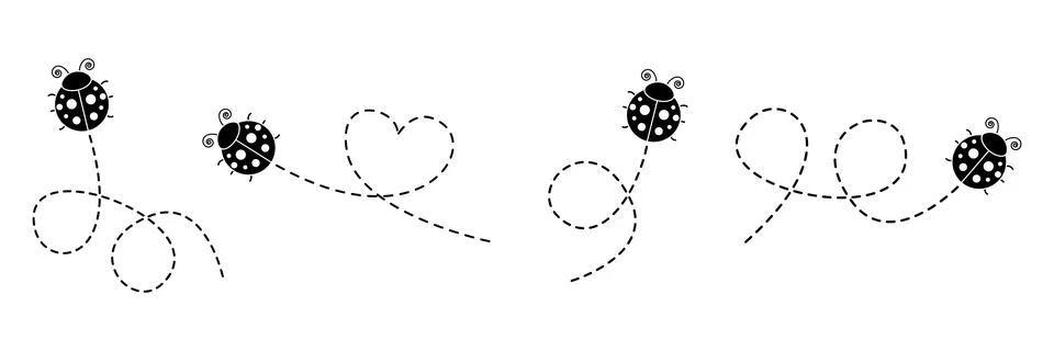 Ladybug fly set. イラスト素材
