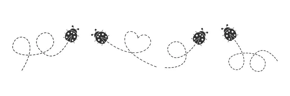 Ladybug fly set. イラスト素材