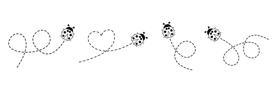 Ladybug fly set. Stockillustratie