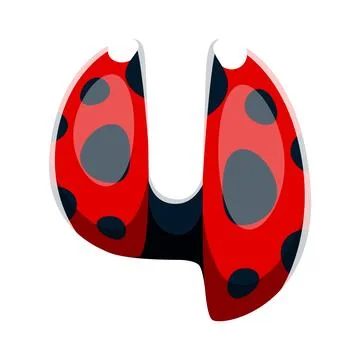 Ladybug font typeface cartoon number 4 four Stock Illustration