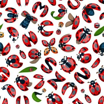 Ladybug font typeface letters seamless pattern 스톡 일러스트