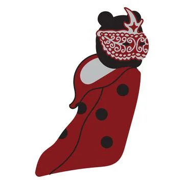 Ladybug in the form of an old graceful lady in a mask. A secret stranger in a Stock Illustration
