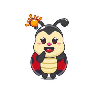 Ladybug get an idea. mascot cartoon character vector illustration. Stock Illustration