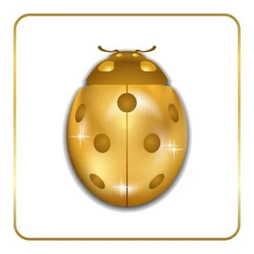 Ladybug gold insect small icon Stock Illustration