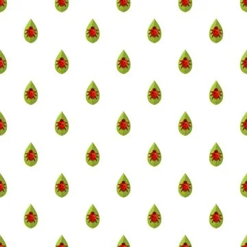 Ladybug on green leaf seamless pattern background Stock Illustration