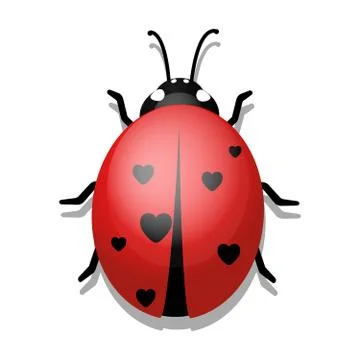Ladybug with Hearts on White Background. Stock Illustration