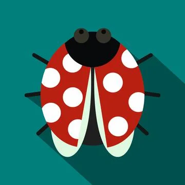 Ladybug icon, flat style Stock Illustration