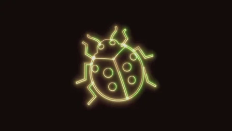 Ladybug Icon Neon Seamless Loop 4K (Black Background) Stock Footage 310358597