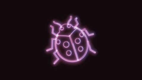 Ladybug Icon Neon Seamless Loop with Black Background 4K Stock Footage 311302385