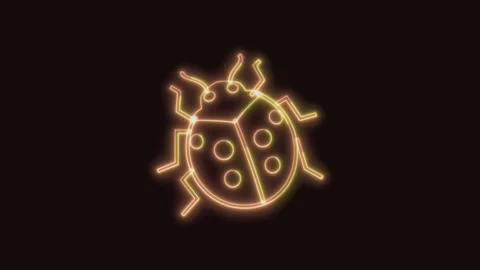 Ladybug Icon Neon Seamless Loop with Black Background 4K Stock Footage 311430946