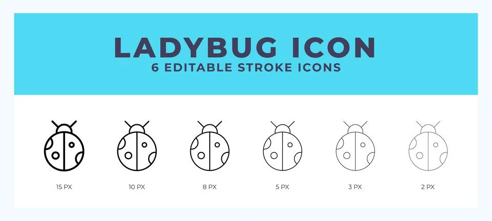 Ladybug icon in thin line. Bold line. Regular line. Editable stroke. イラスト素材
