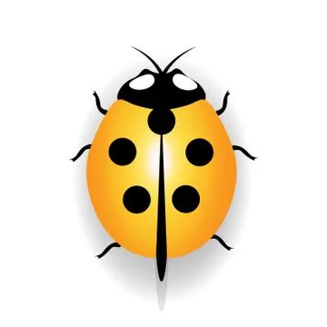 Ladybug icon, yellow ladybug with five black dots. illustration Stock Illustration