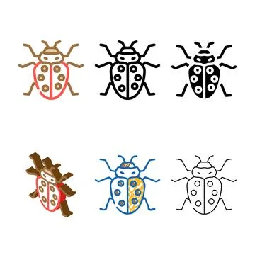 Ladybug insect color icon vector styleset Stock Illustration