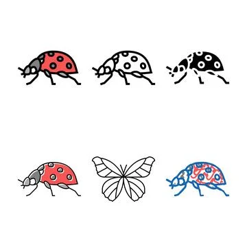 Ladybug insect color icon vector multipack Stock Illustration