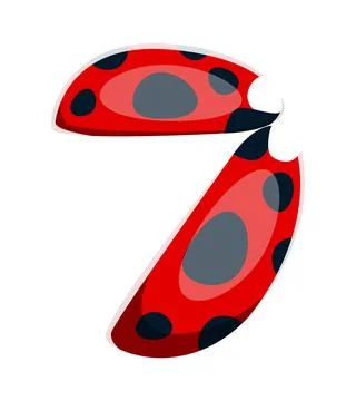 Ladybug insect font type cartoon number 7 seven Stock Illustration
