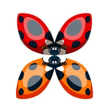 Ladybug insect font typeset cartoon letter X Stock Illustration