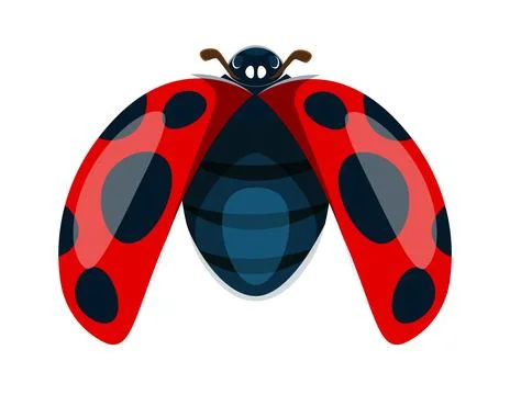 Ladybug insect font typeset cartoon letter M Stock Illustration