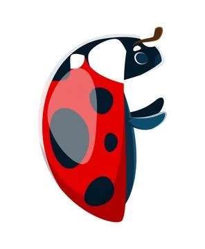 Ladybug insect font typeset cartoon letter F Stock Illustration