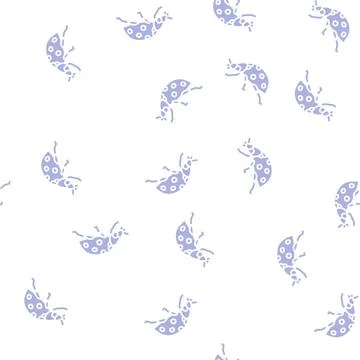 Ladybug insect glyph seamless pattern Stock Illustration