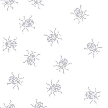 Ladybug insect glyph vector seamless pattern Stock Illustration