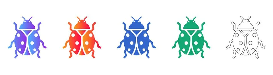 Ladybug Insect Icons Set Stock Illustration