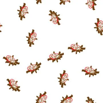 Ladybug insect isometric icon seamless pattern Stock Illustration