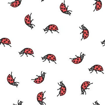 Ladybug insect vector seamless pattern Stock Illustration