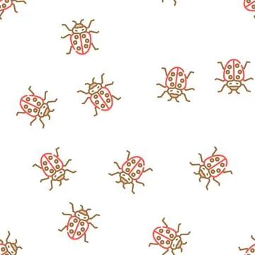 Ladybug insect vector seamless pattern Stock Illustration
