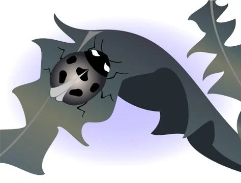 Ladybug on the leaf of a dandelion. EPS10 vector illustration Stock Illustration