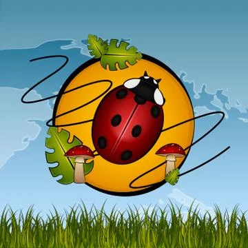 Ladybug on a leaf Illustrazione stock