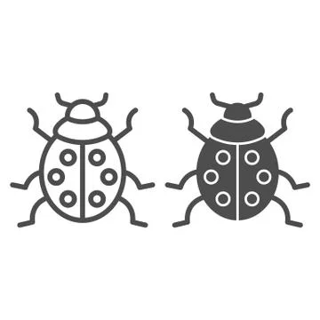 Ladybug line and solid icon, beetles concept, ladybird sign on white background 스톡 일러스트