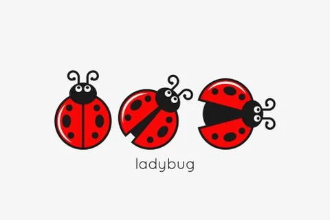 Ladybug Logo Set On White Design Background Stock Illustration