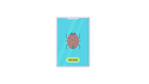 Ladybug mobile phone icon in a vector style, featuring a bright red body wi.. Stock Footage 332199535